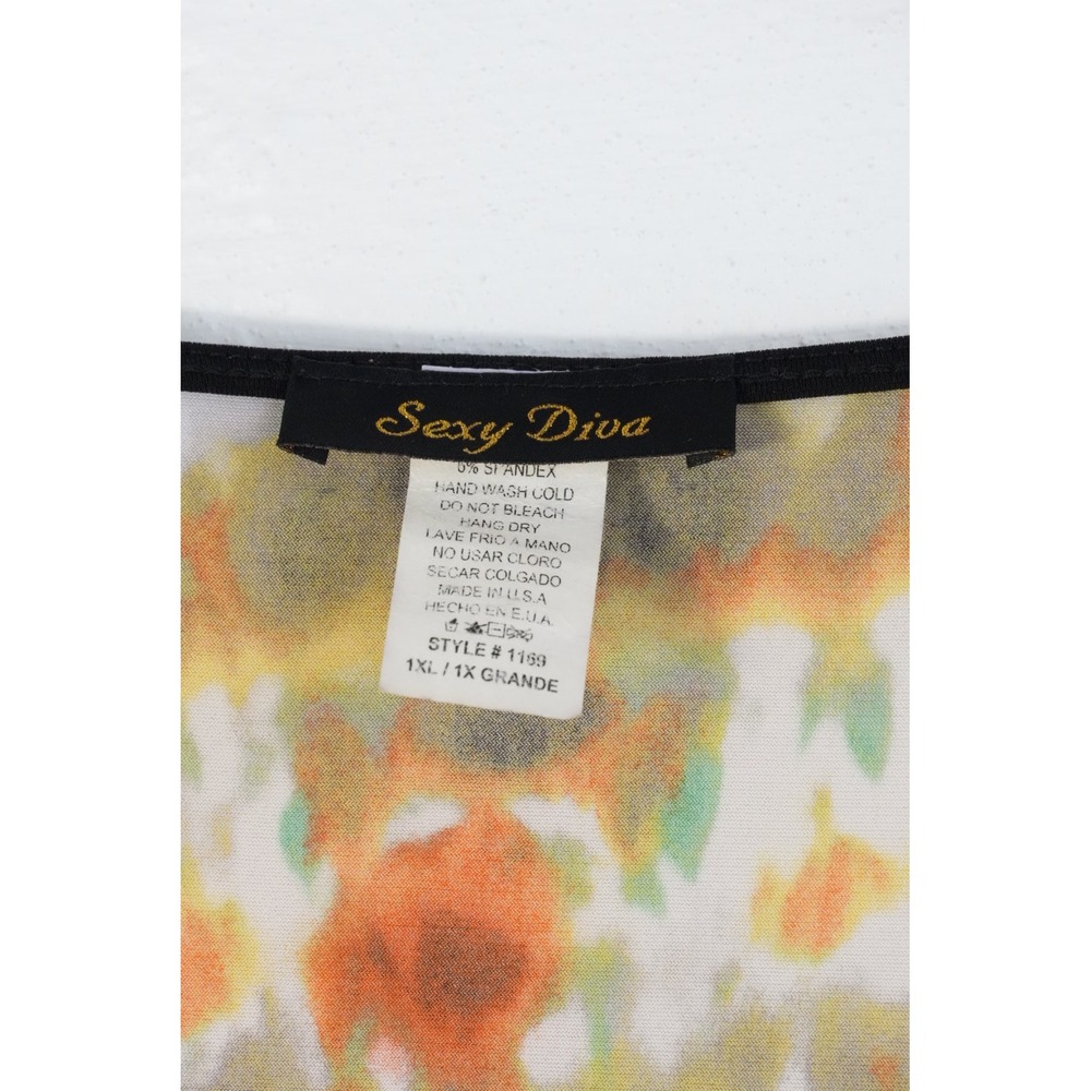 Sexy Diva Bodycon Dress Women‎ 1XL Multicolor Tie Dye Long Sleeve Scoop Neck - Picture 3 of 4